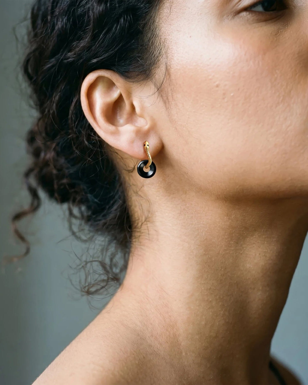 Black Obsidian Earrings - Serpent