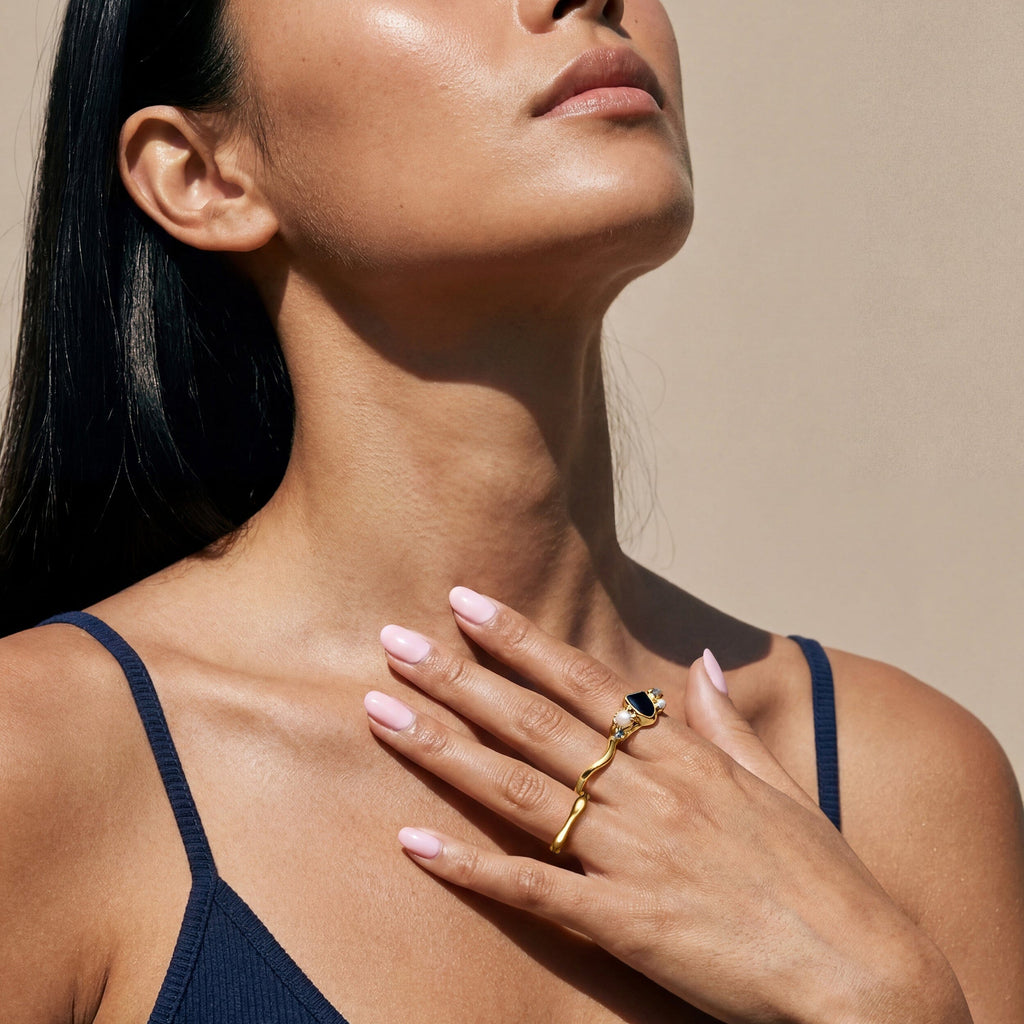 Black Obsidian Pearl Ring - Heirloom
