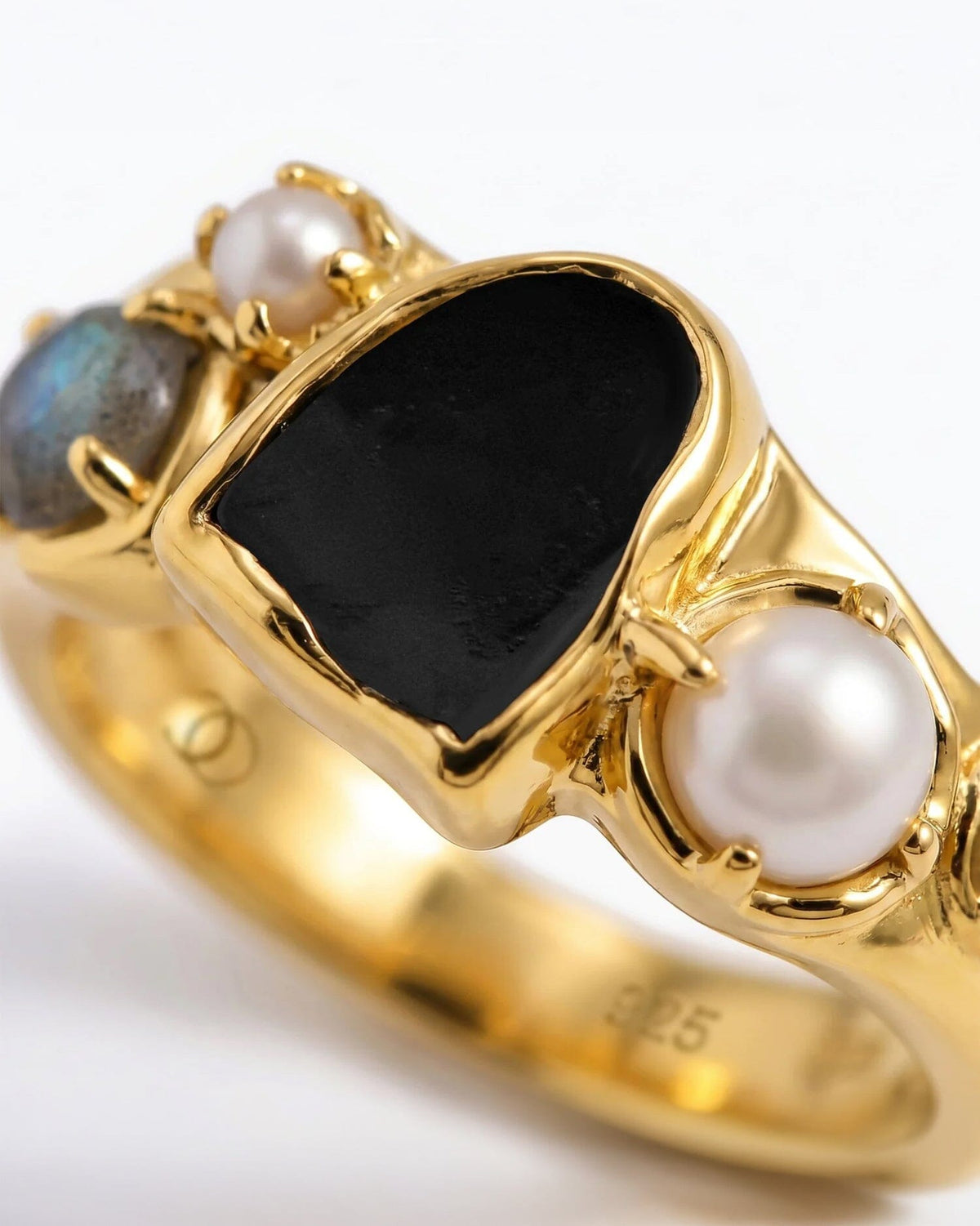 Black Obsidian Pearl Ring - Heirloom