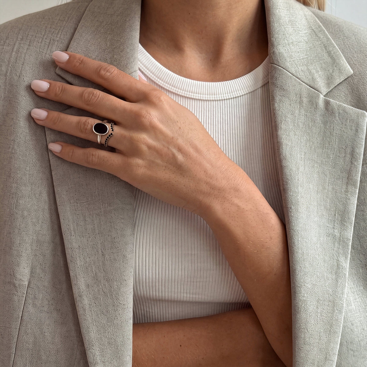 Black Onyx Enfolded & Infinite Rings