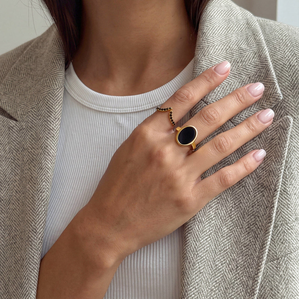 Black Onyx Enfolded & Infinite Rings