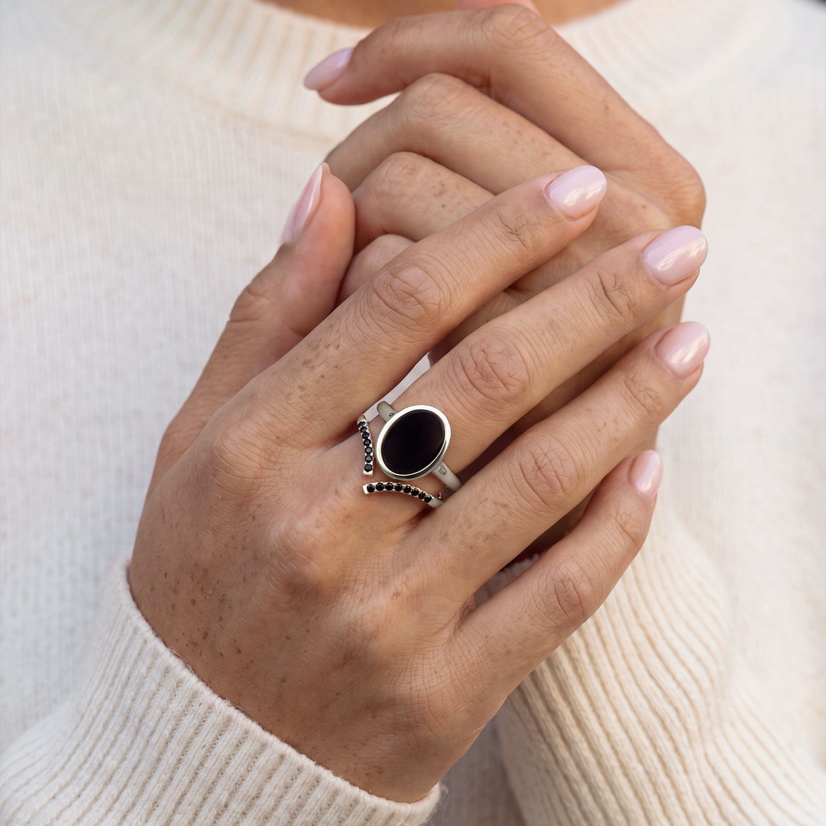 Black Onyx Enfolded & Infinite Rings