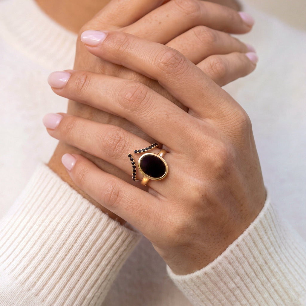 Black Onyx Enfolded & Infinite Rings