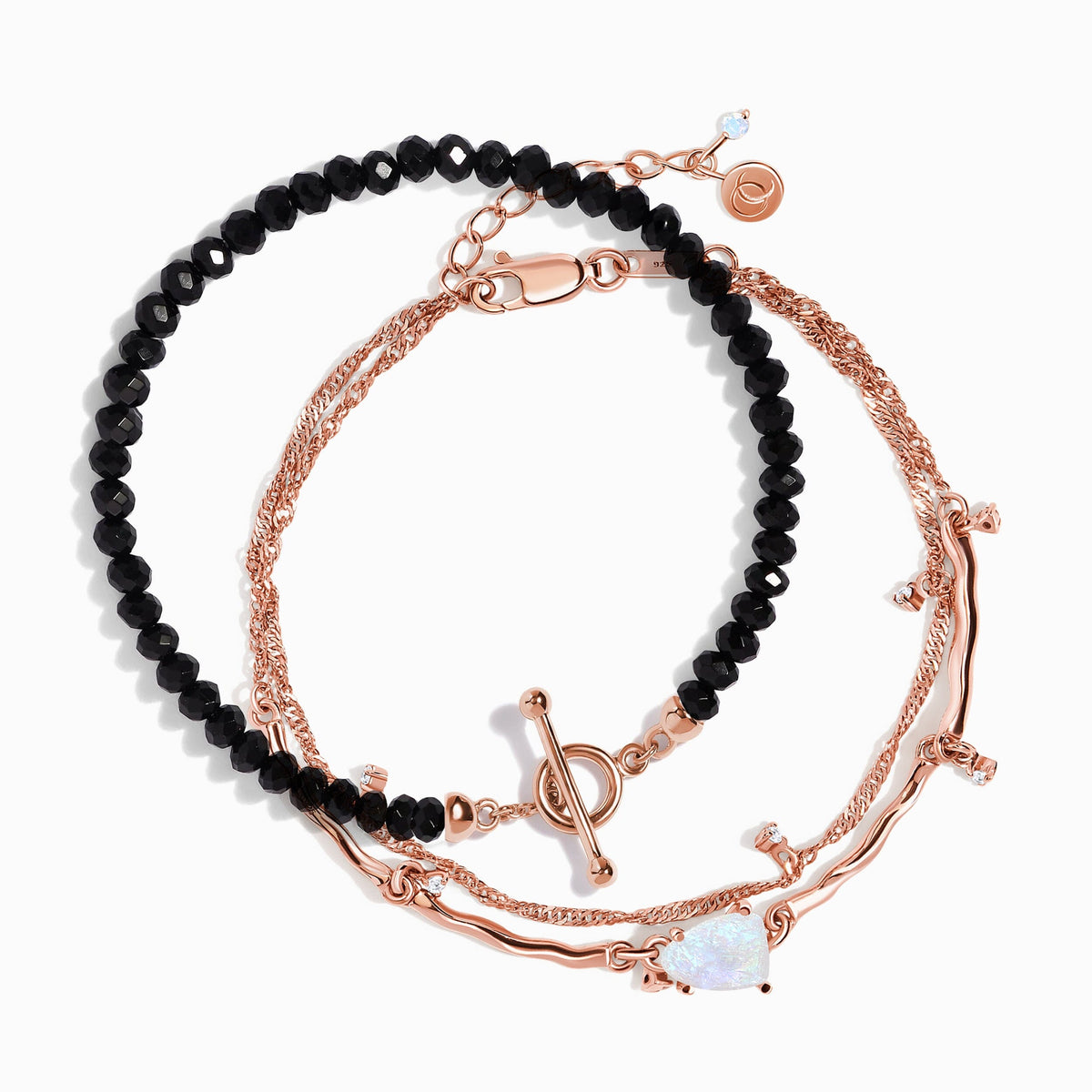 Moonstone Flow & Obsidian Vibrations Bracelets