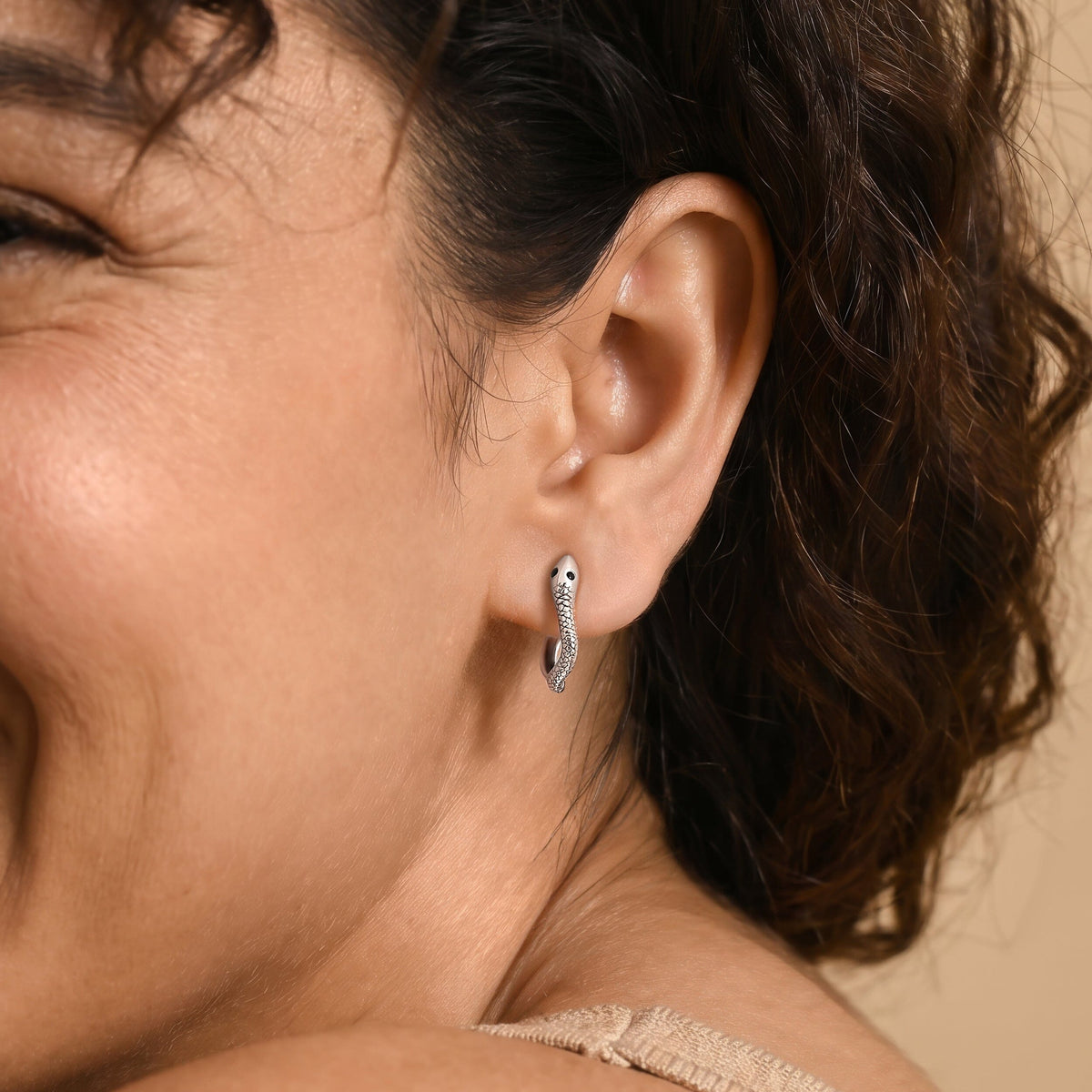 Black Spinel Earrings - Serpent