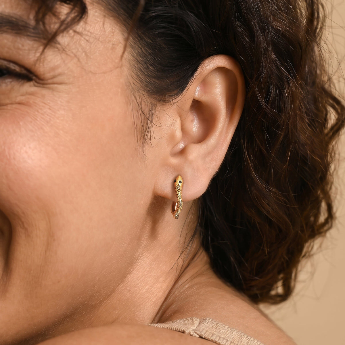 Black Spinel Earrings - Serpent