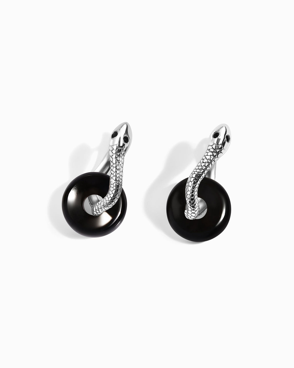 Black Obsidian Earrings - Serpent