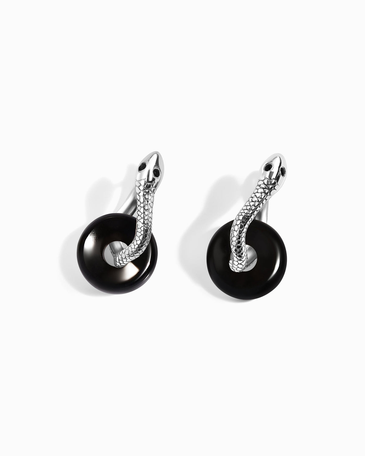 Black Obsidian Earrings - Serpent