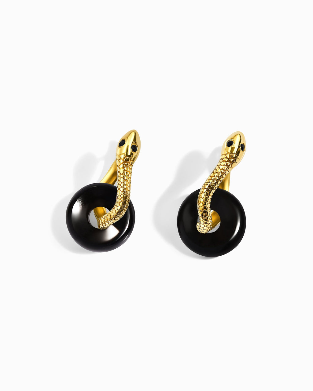 Black Obsidian Earrings - Serpent