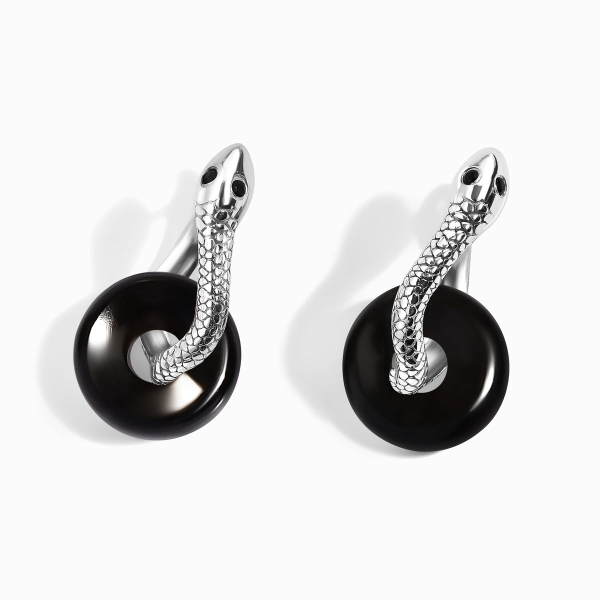 Black Obsidian Earrings - Serpent