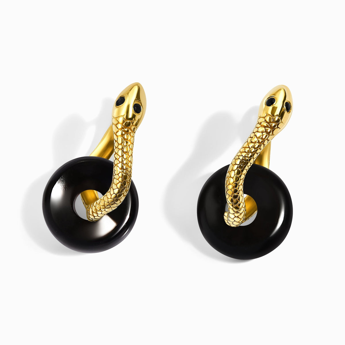 Black Obsidian Earrings - Serpent