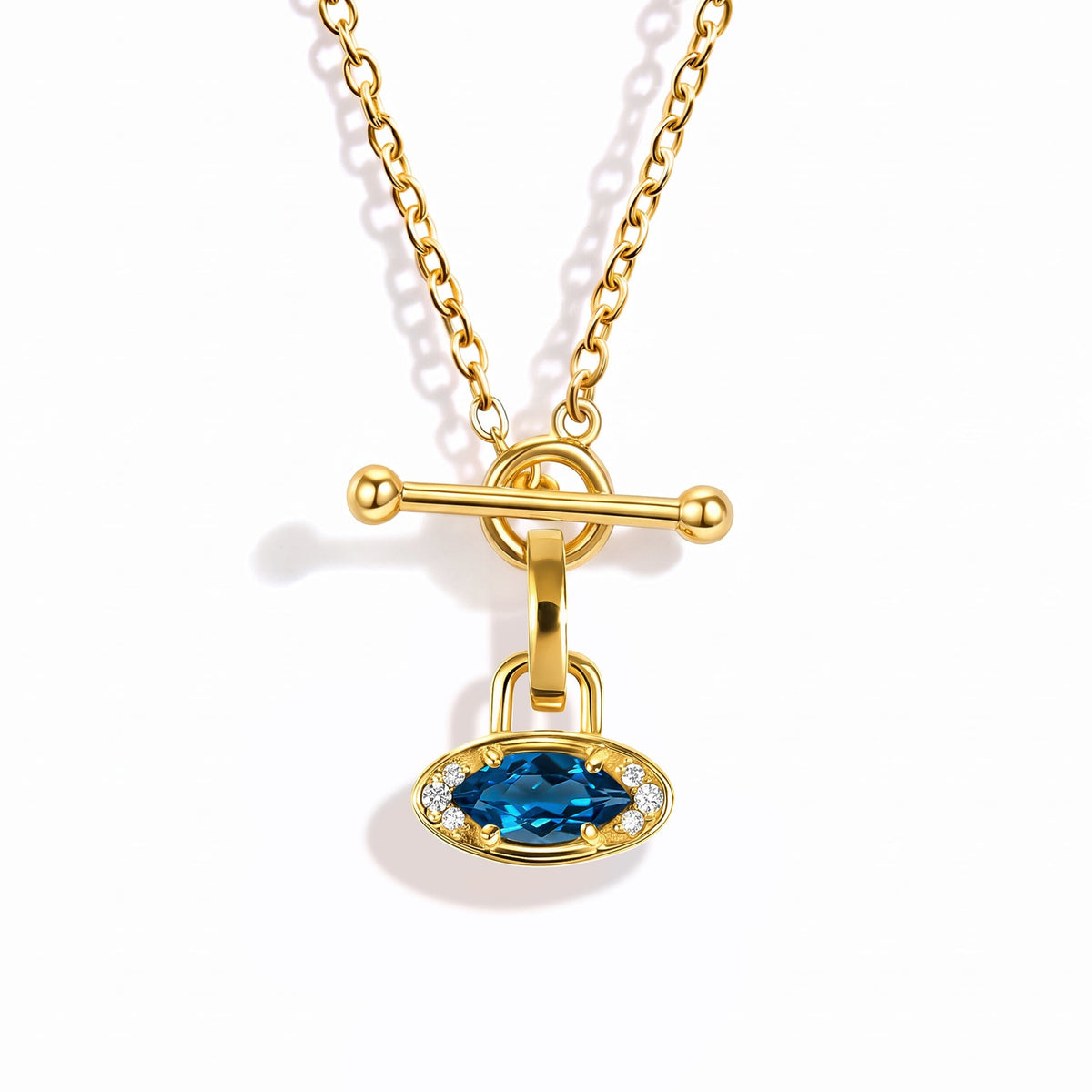 Blue Topaz Necklace - T-Lock Evil Eye