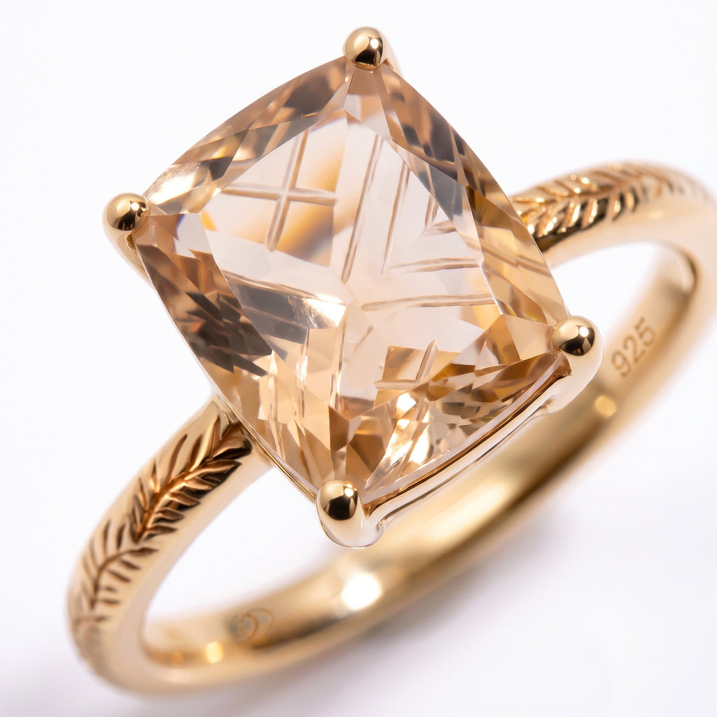 Champagne Quartz Glyptique & Waves Rings