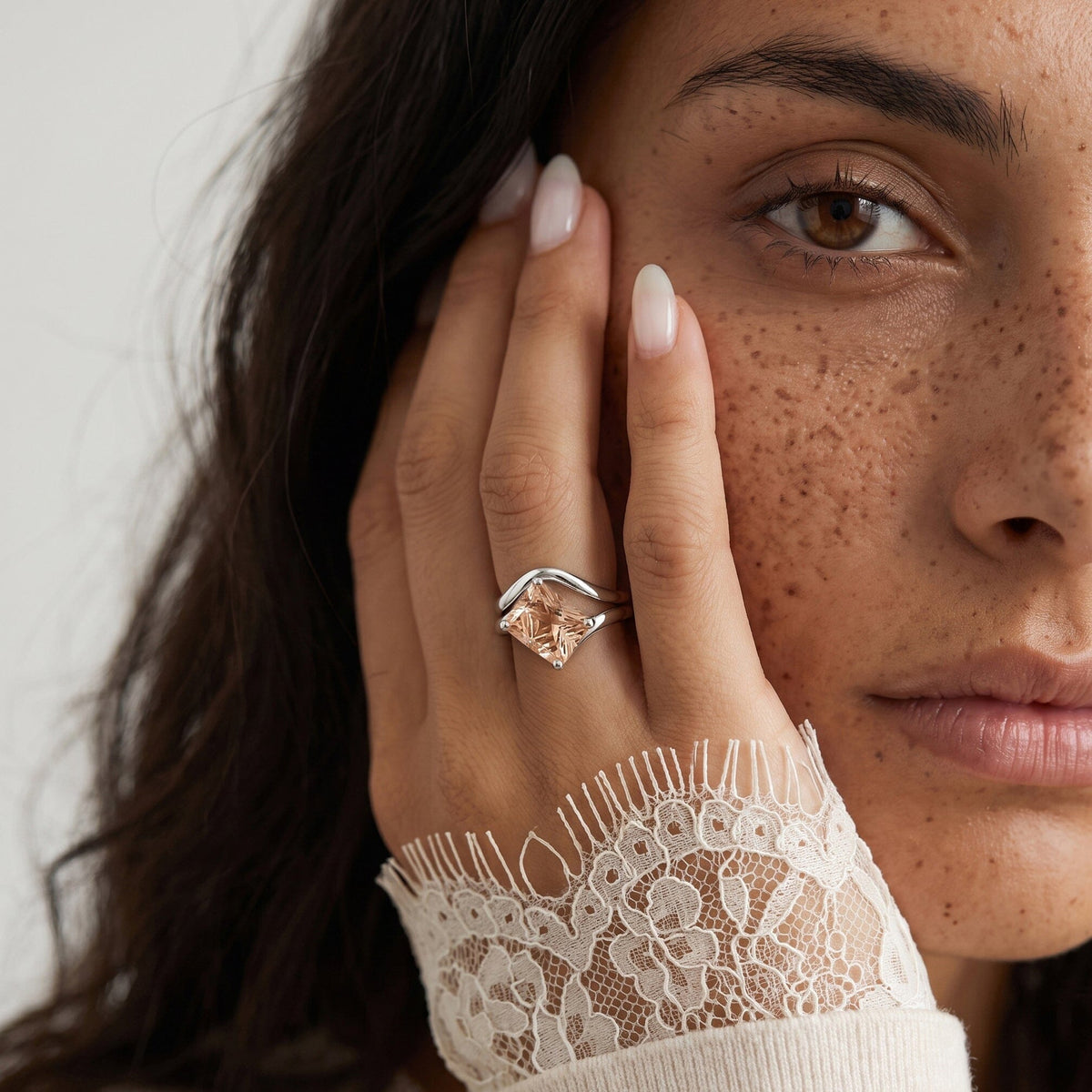 Champagne Quartz Relique & Waves Rings