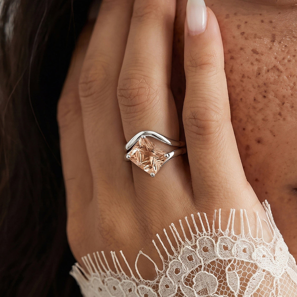 Champagne Quartz Relique & Waves Rings