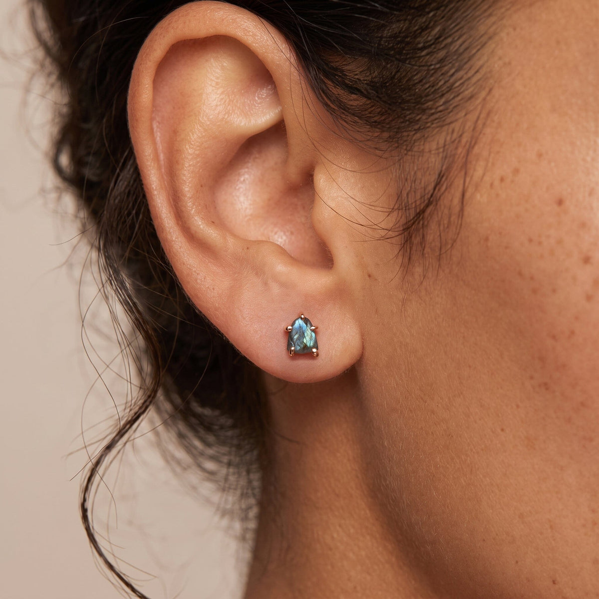 Raw Crystal Earrings - Celestial Labradorite