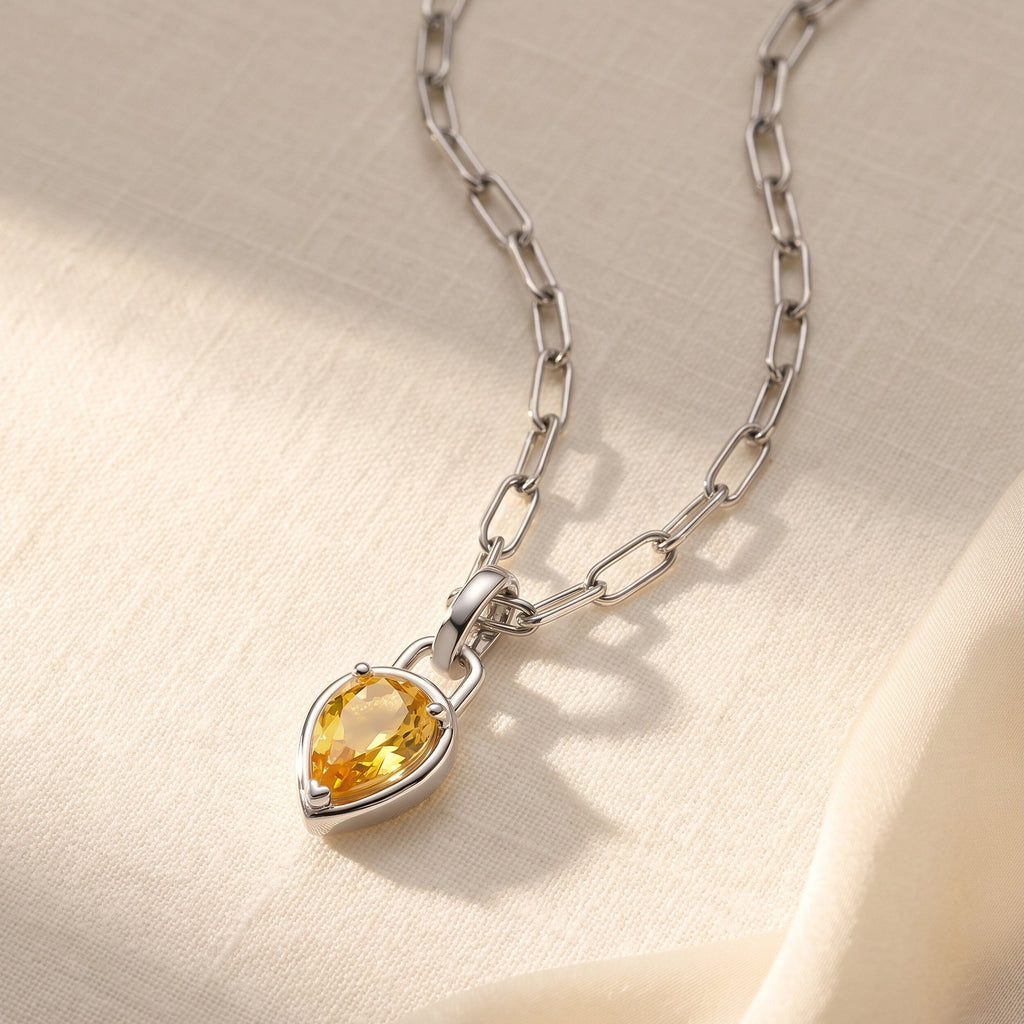 Citrine Talis Widelink Necklace - November Birthstone