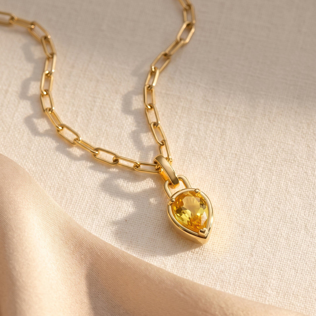 Citrine Talis Widelink Necklace - November Birthstone