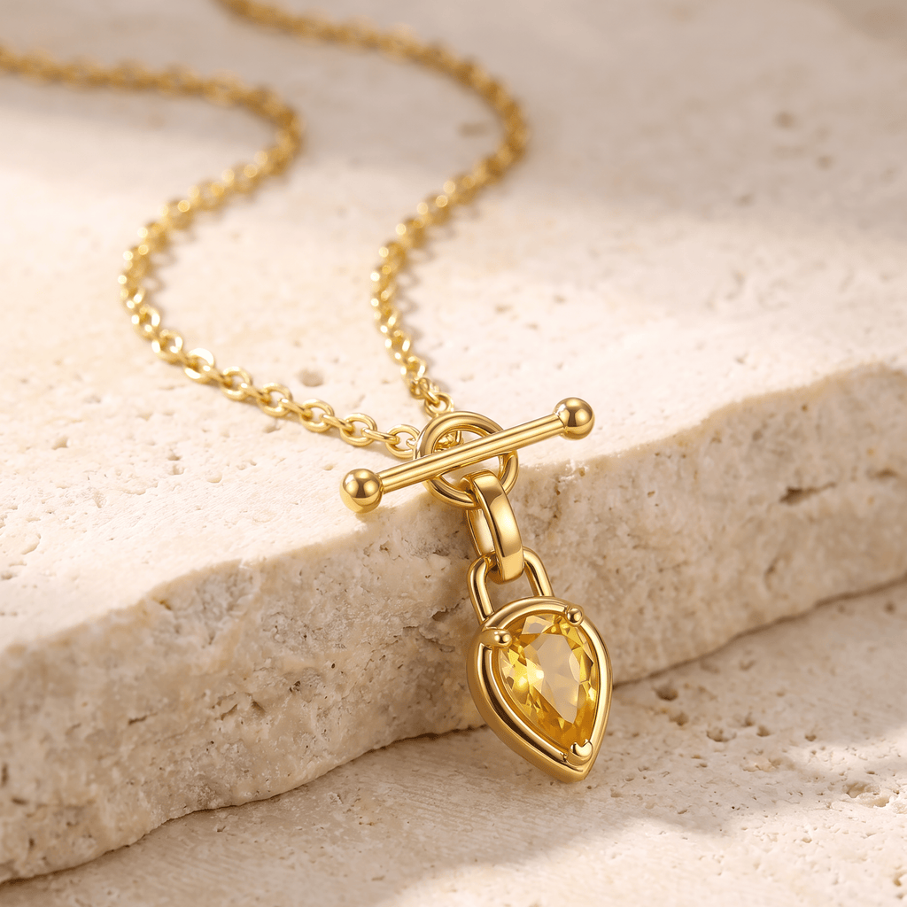 Citrine Talis T-Lock Necklace - November Birthstone