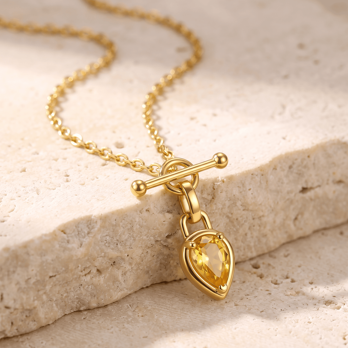 Citrine Talis T-Lock Necklace - November Birthstone