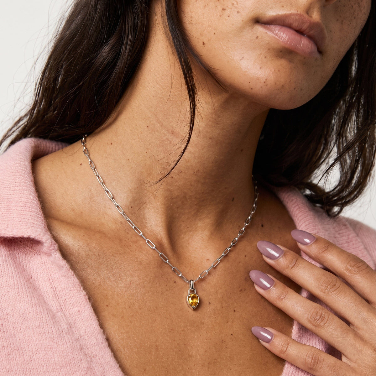 Citrine Talis Widelink Necklace - November Birthstone