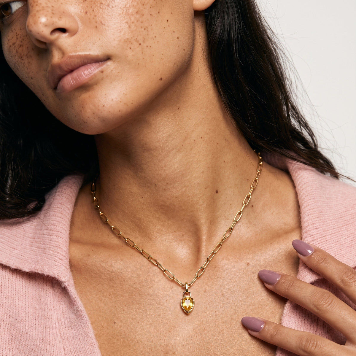 Citrine Talis Widelink Necklace - November Birthstone
