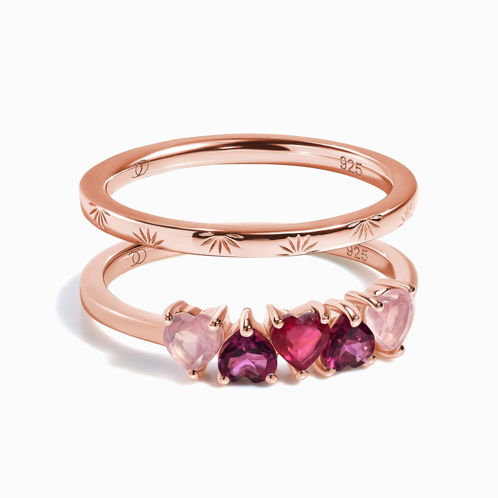 Rose Quartz Rhodolotite Garnet Crush & Starry Rings