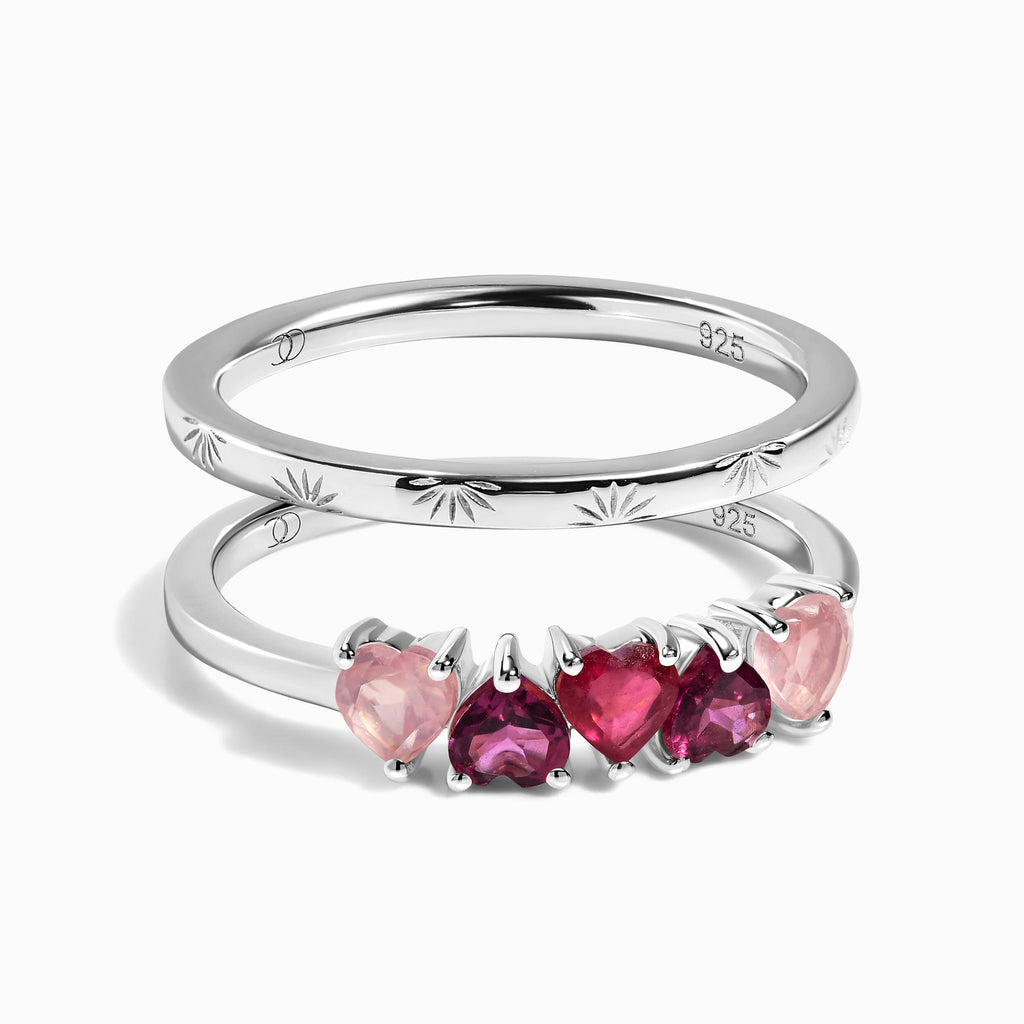 Rose Quartz Rhodolotite Garnet Crush & Starry Rings