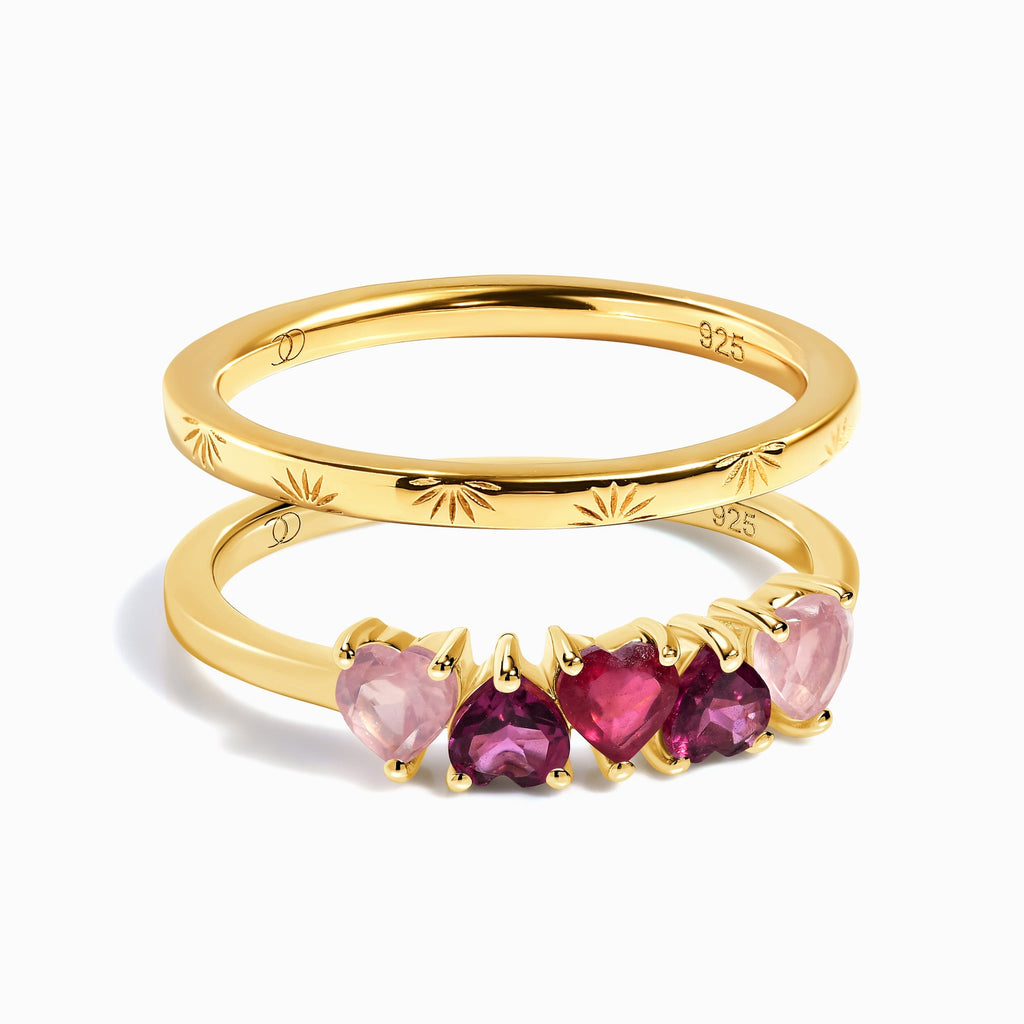 Rose Quartz Rhodolotite Garnet Crush & Starry Rings