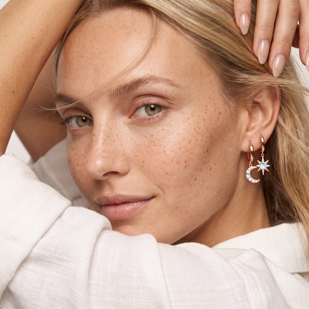 Moonstone Earrings - Celestial Being Hoops