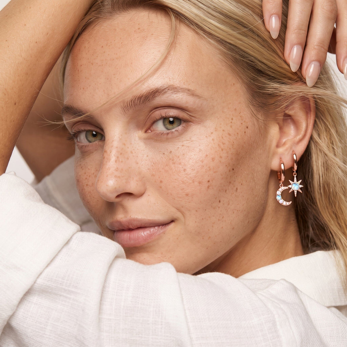 Moonstone Earrings - Celestial Being Hoops