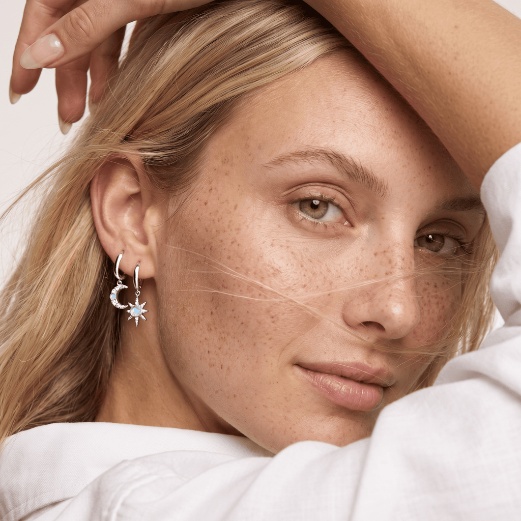 Moonstone Earrings - Celestial Being Hoops