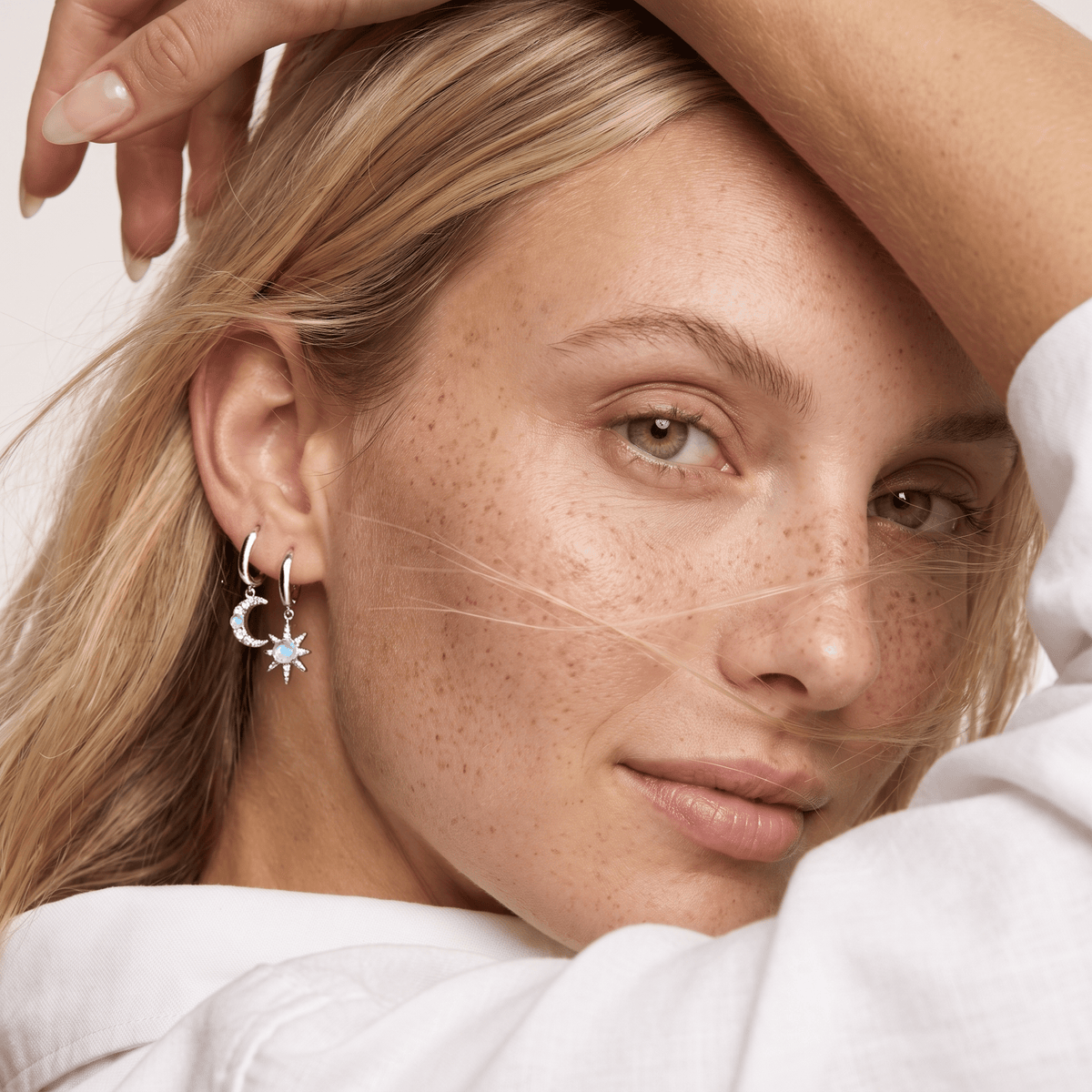 Moonstone Earrings - Celestial Being Hoops