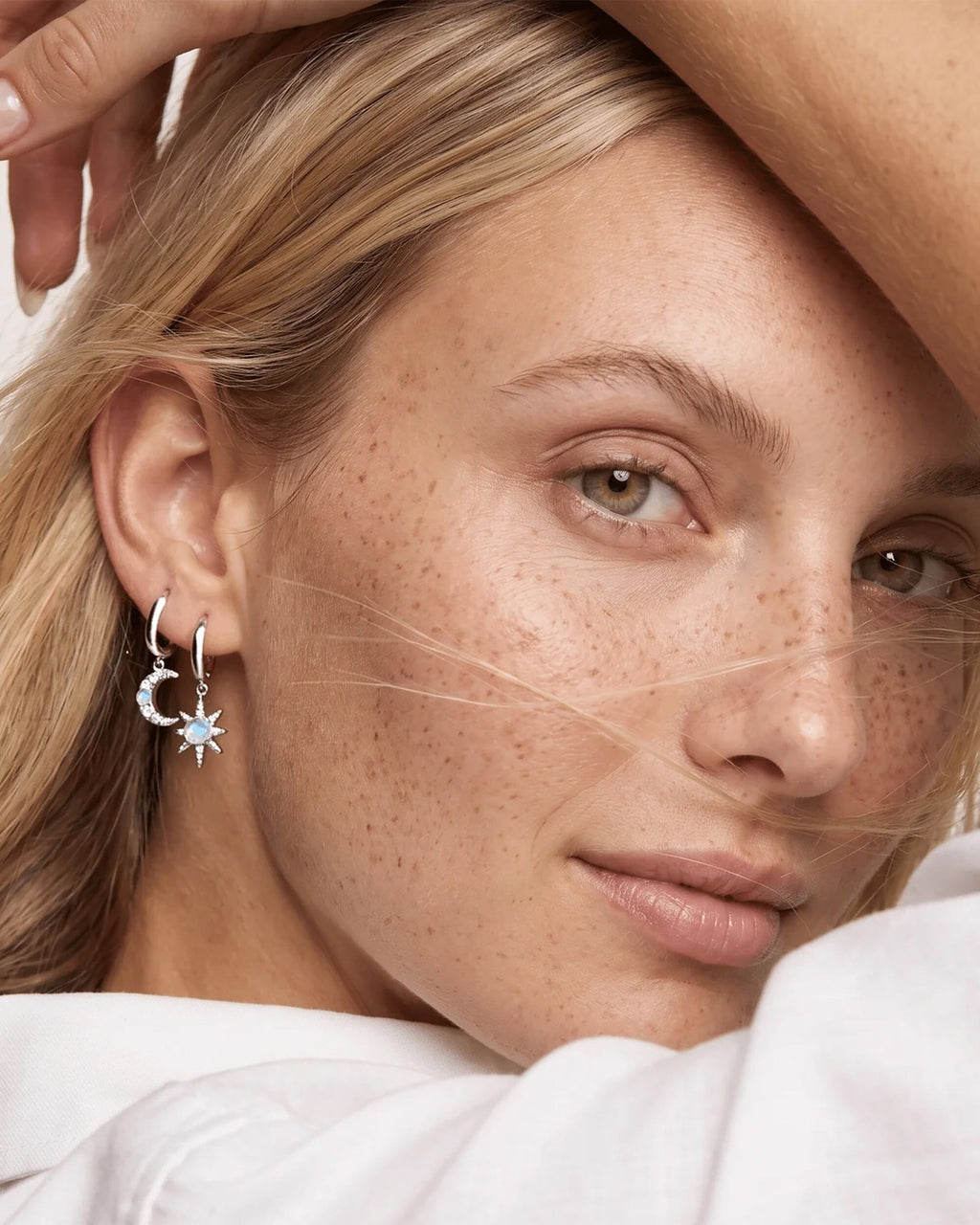 Moonstone Earrings - Celestial Being Hoops