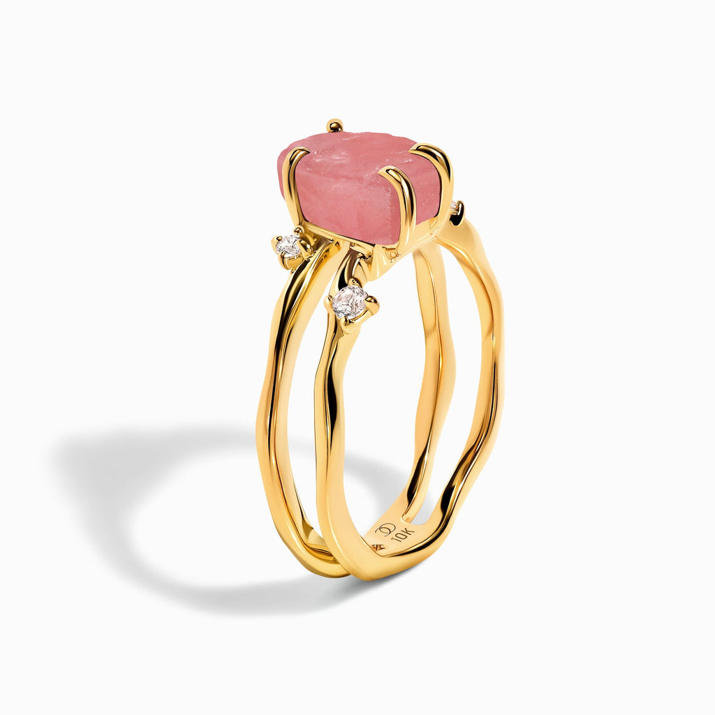Rose Quartz Ring - Flow - Solid Gold