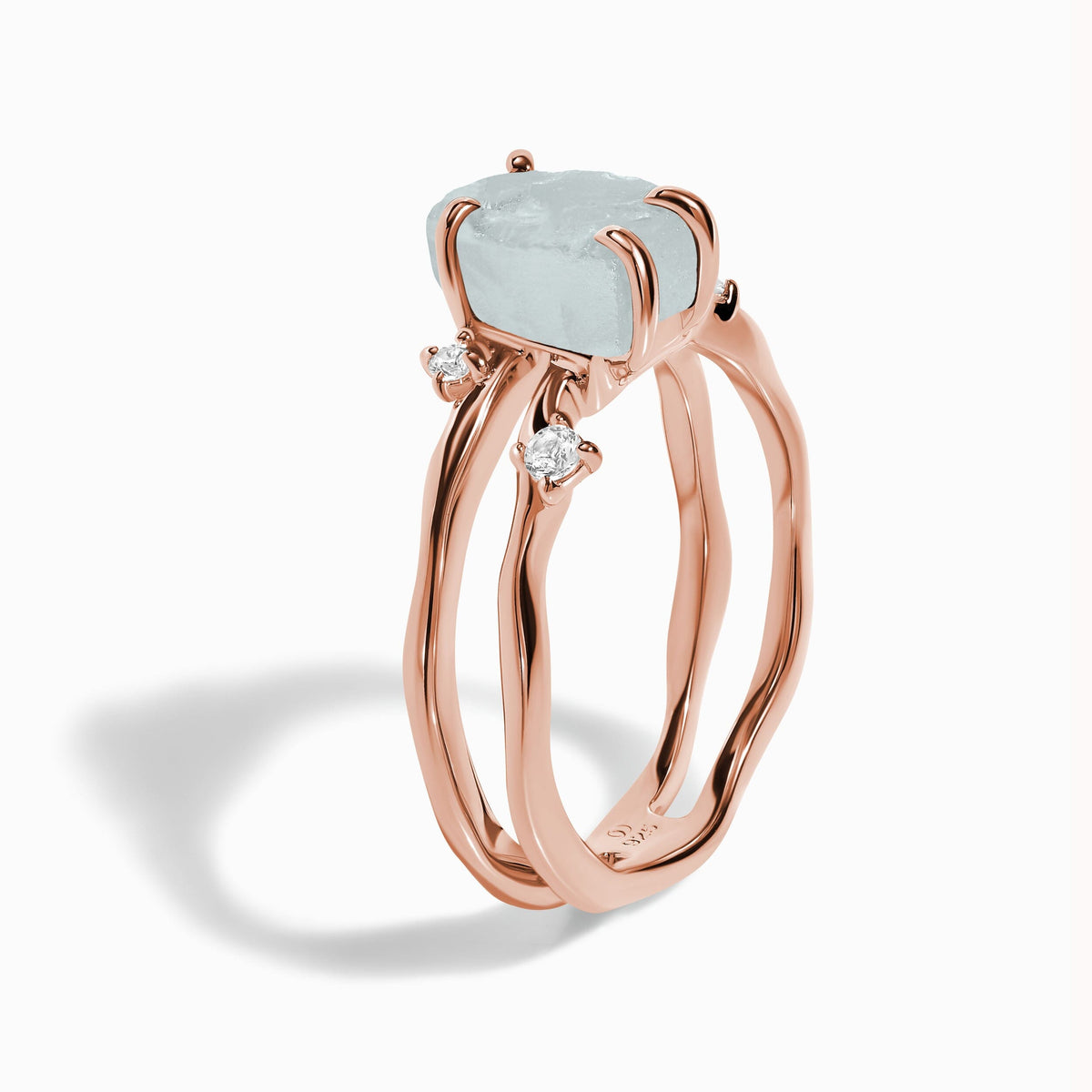 Raw Crystal Ring - Flow Aquamarine