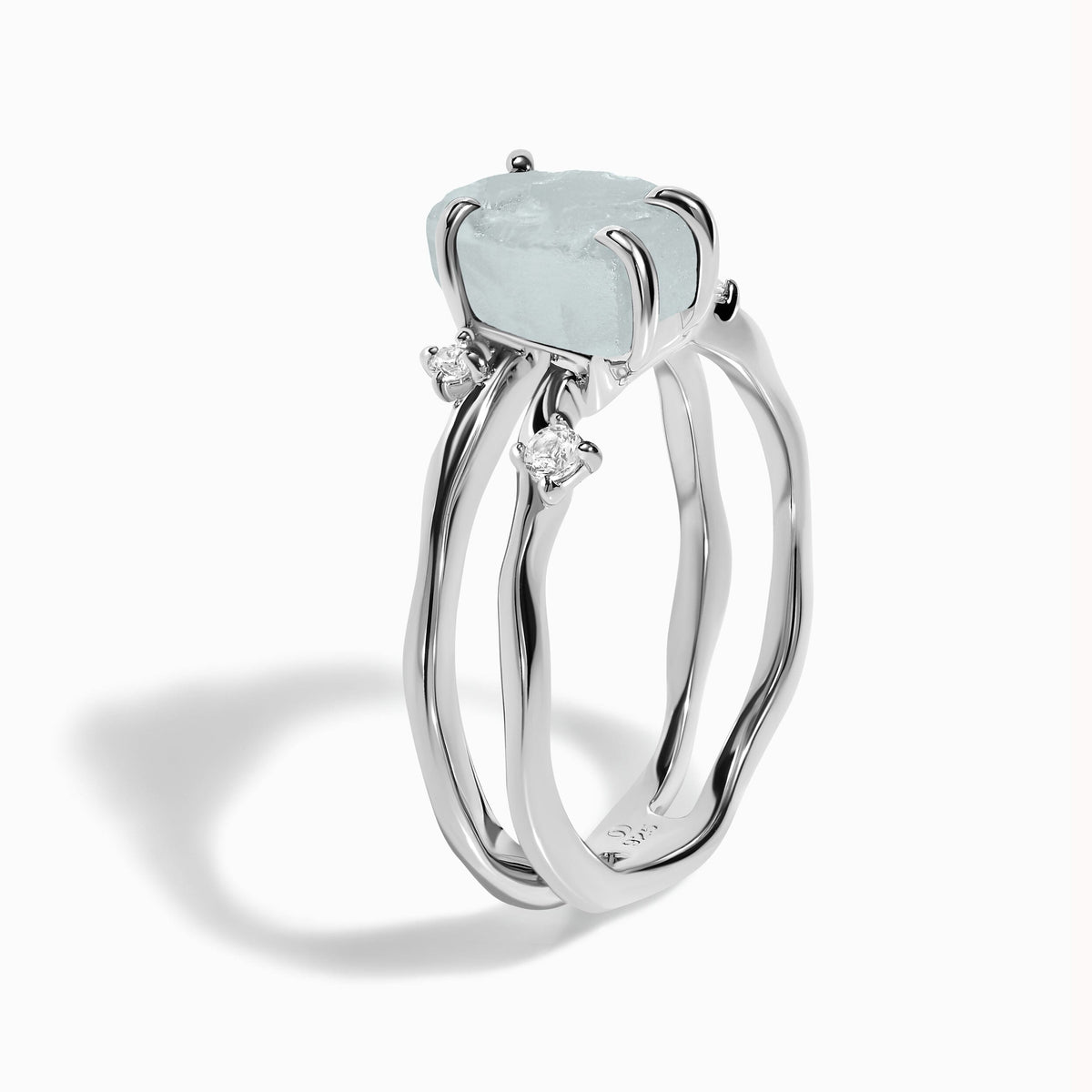 Raw Crystal Ring - Flow Aquamarine