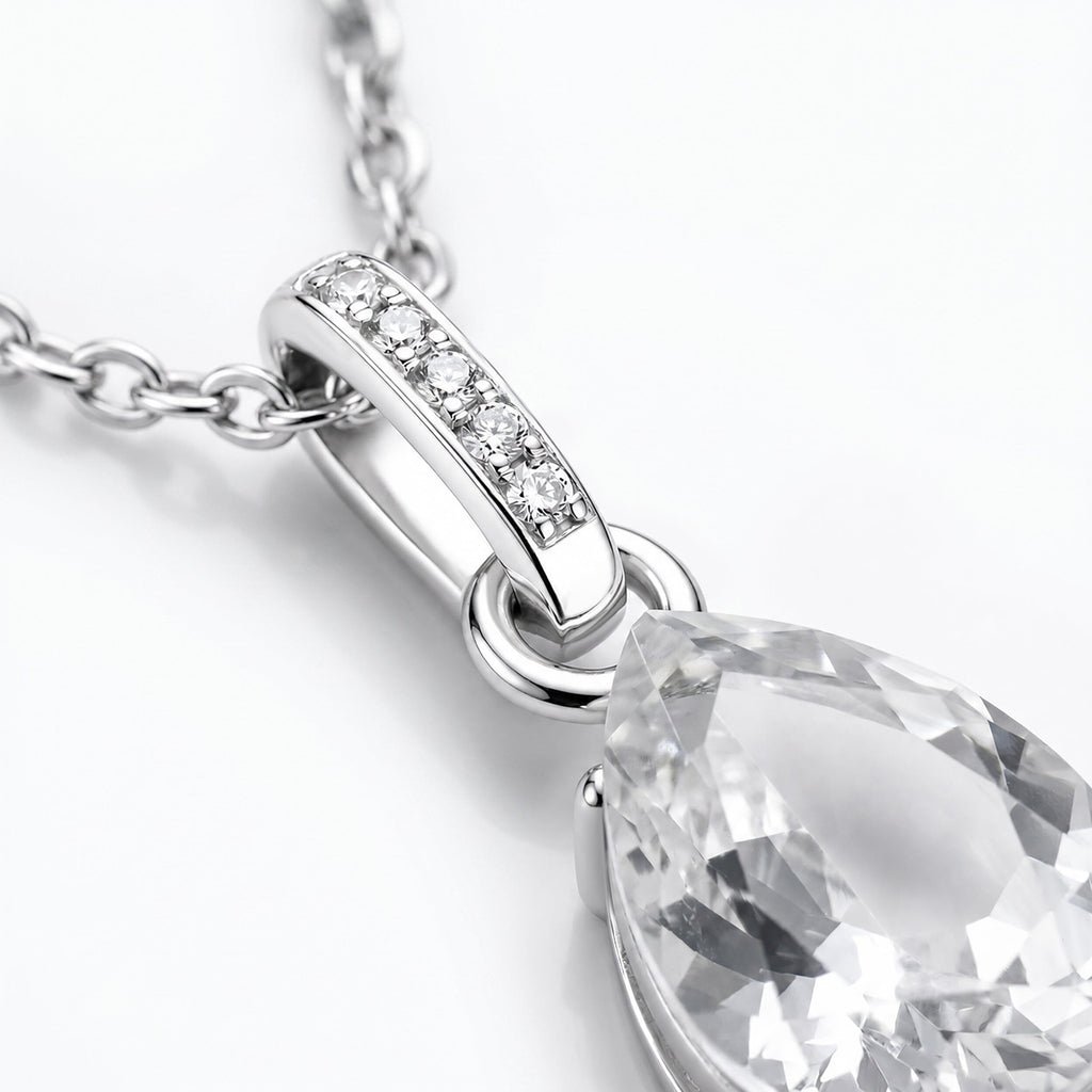 White Topaz Necklace Sway - April Birthstone