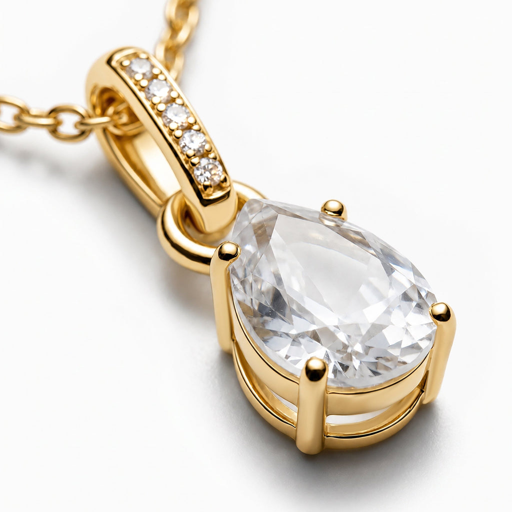 White Topaz Necklace Sway - April Birthstone