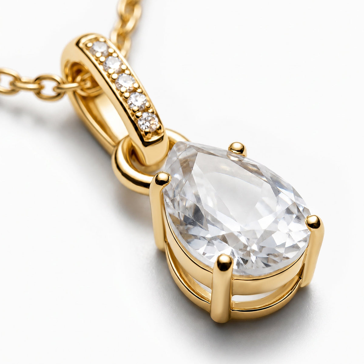 White Topaz Necklace Sway - April Birthstone