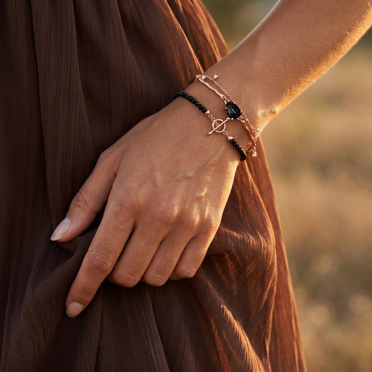 Black Obsidian Flow & Vibrations Bracelet
