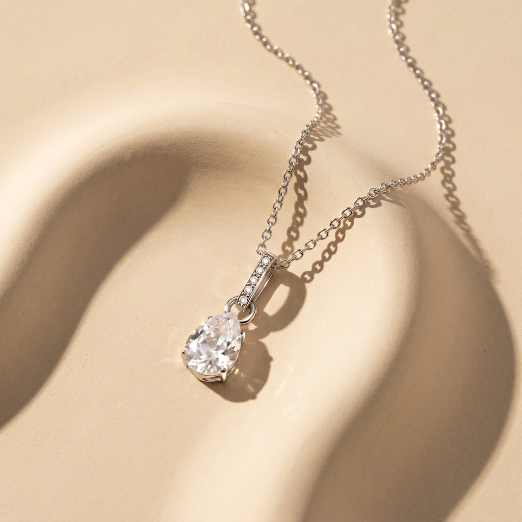 White Topaz Necklace Sway - April Birthstone