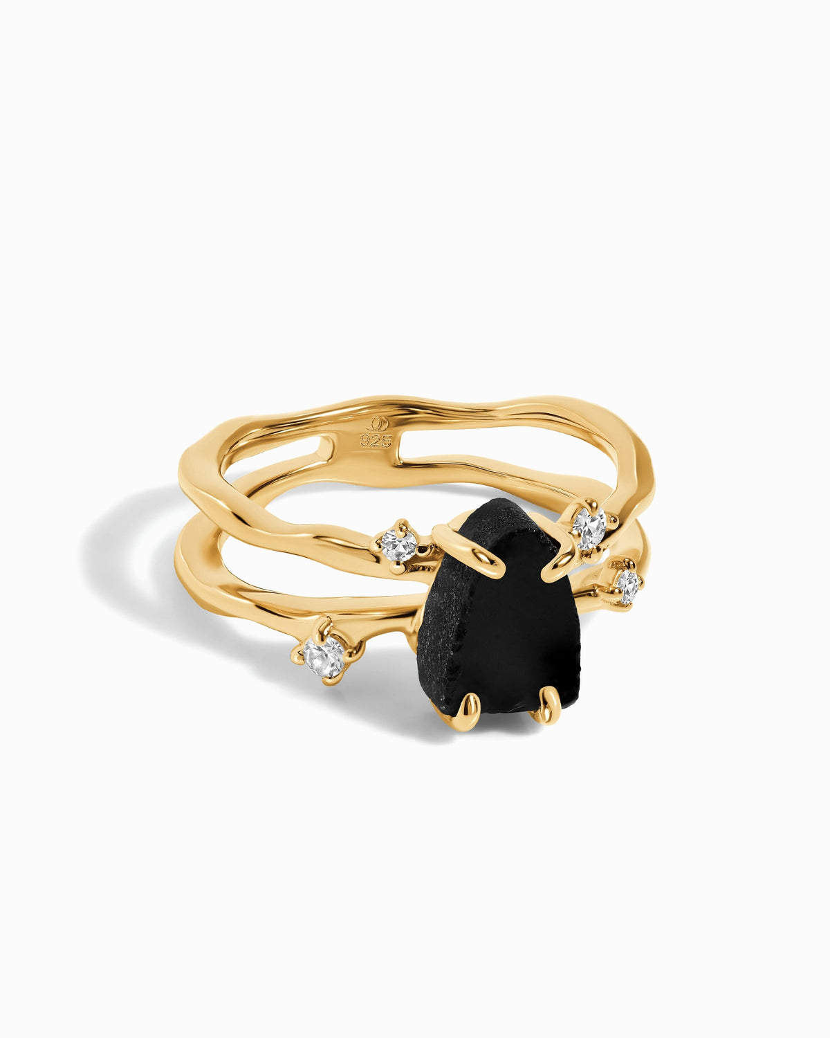 Black Obsidian Ring - Flow