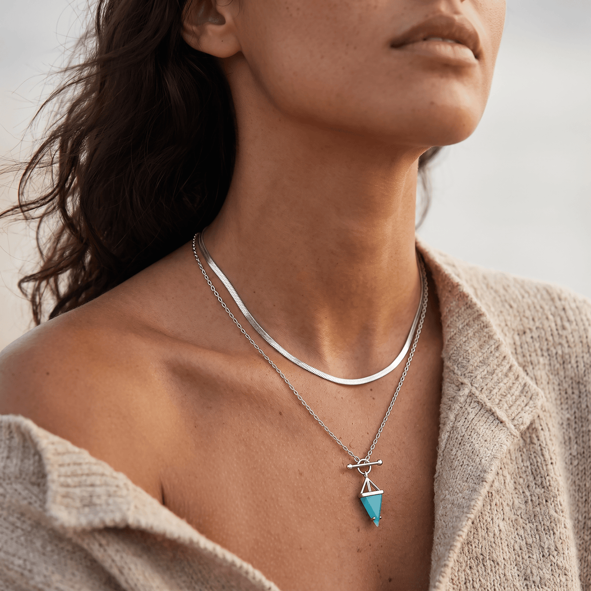 Amazonite Heroine & Herringbone Necklaces