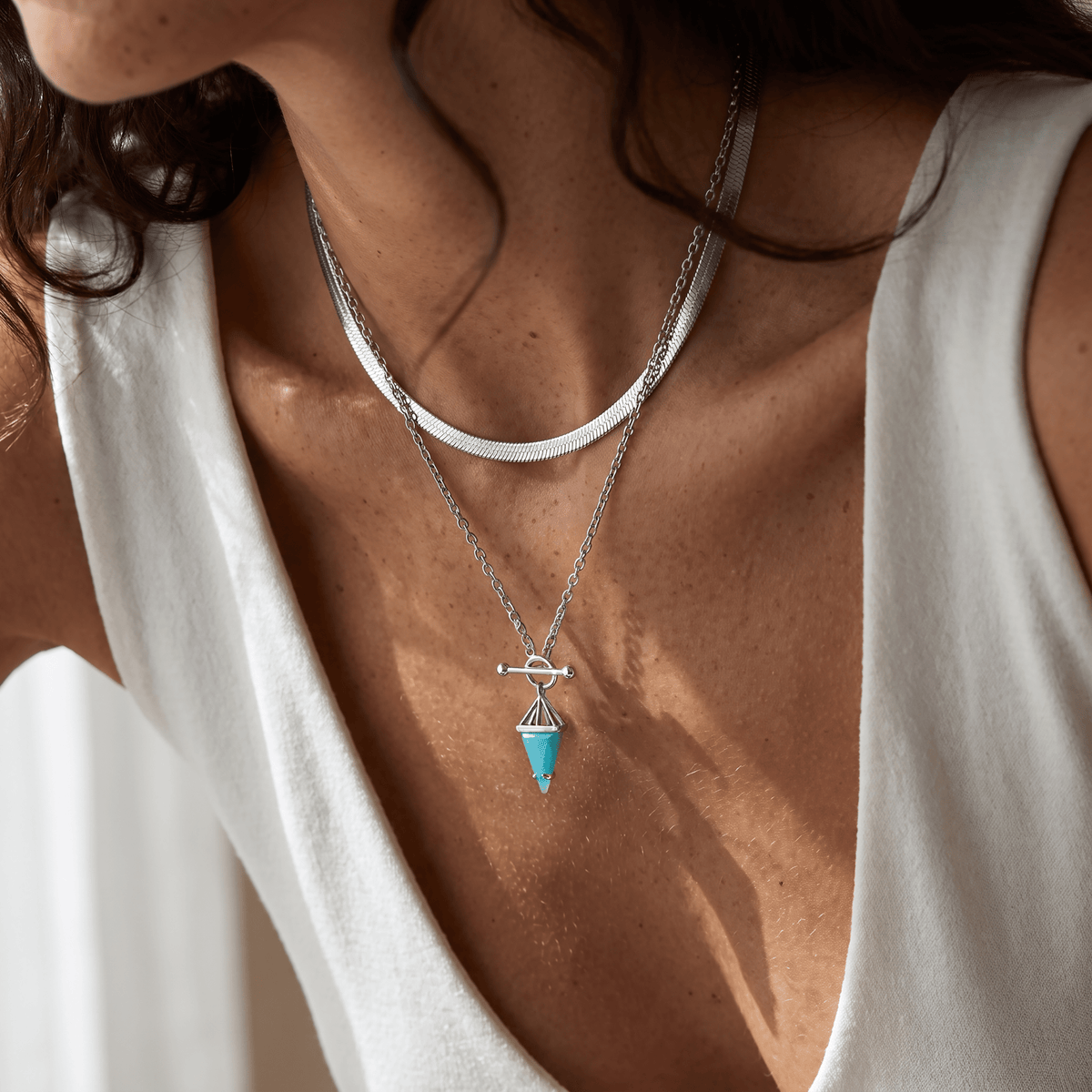 Amazonite Heroine & Herringbone Necklaces