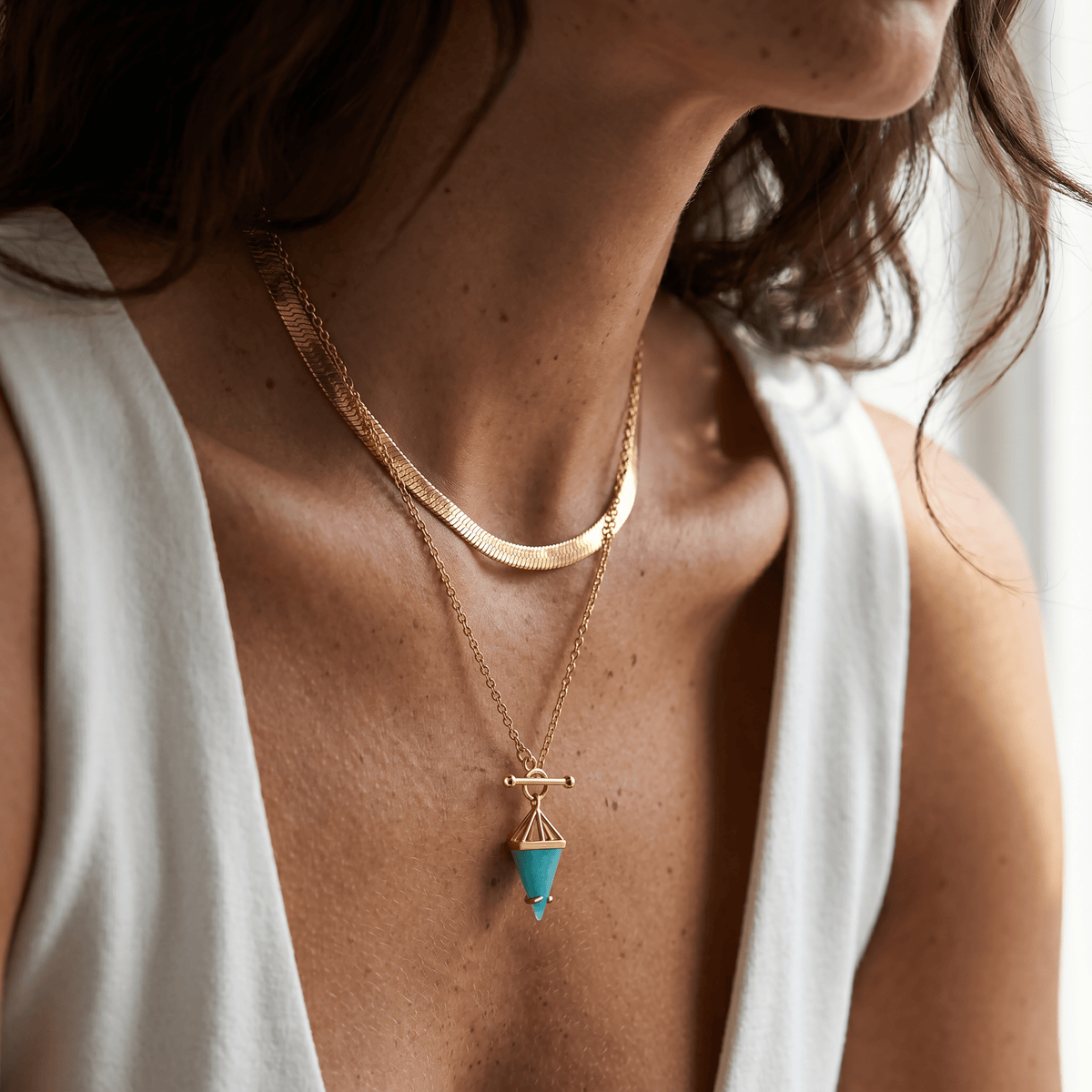 Amazonite Heroine & Herringbone Necklaces