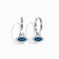Blue Topaz Earrings - Evil Eye Hoops