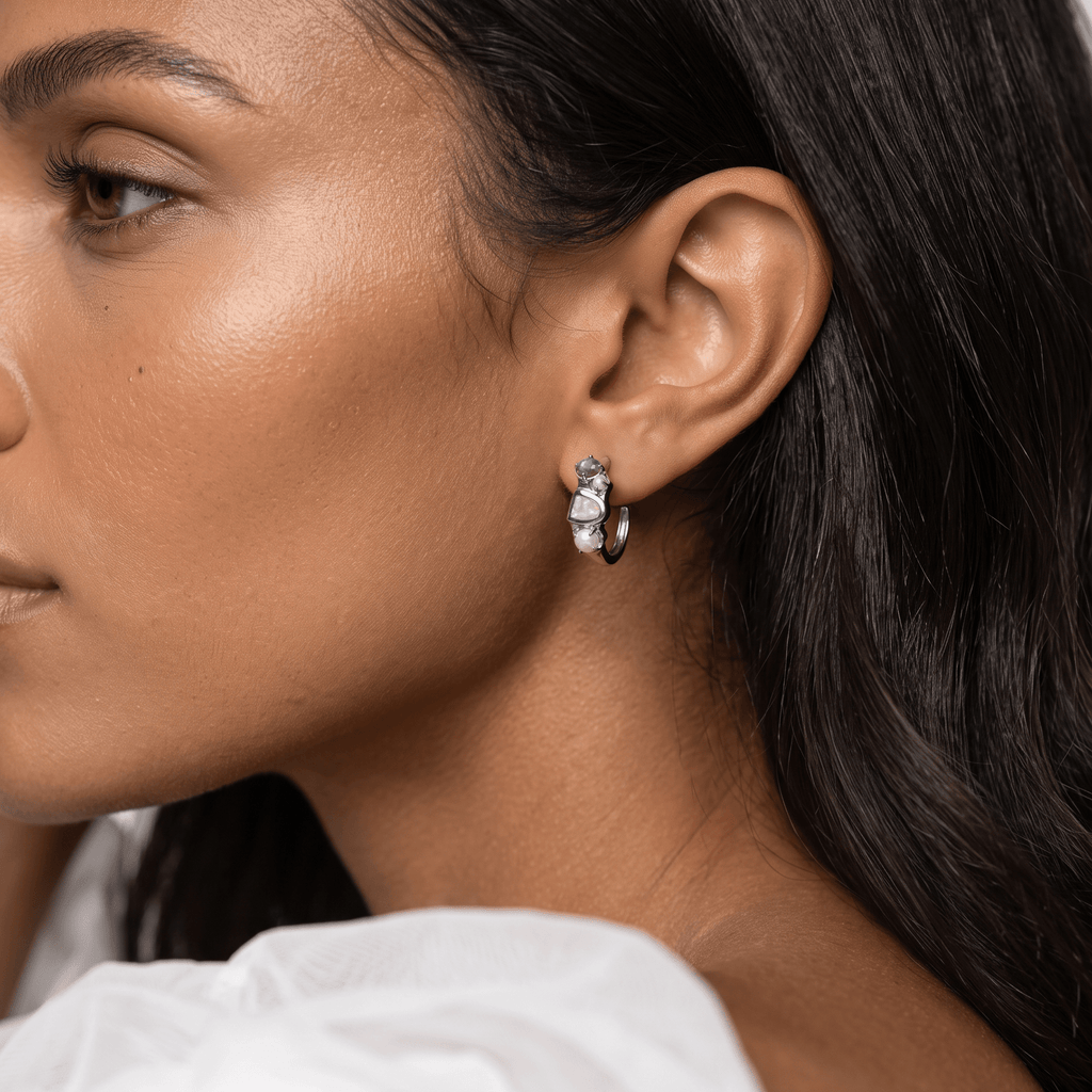 Moonstone Pearl Hoops - Heirloom