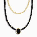 Black Onyx & Black Obsidian Divina Necklace & Widelink Chain