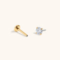 Celestial Crystal Solitaire Push Pin Flat Back Earring